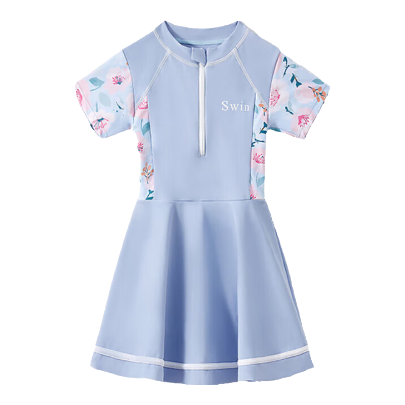 Babyprints Children's Swimsuit One-Piece Swimwear for Girls, Quick-Dry Training Suit for Older Kids, Suitable for Swimming And Hot Springs, Blue XL