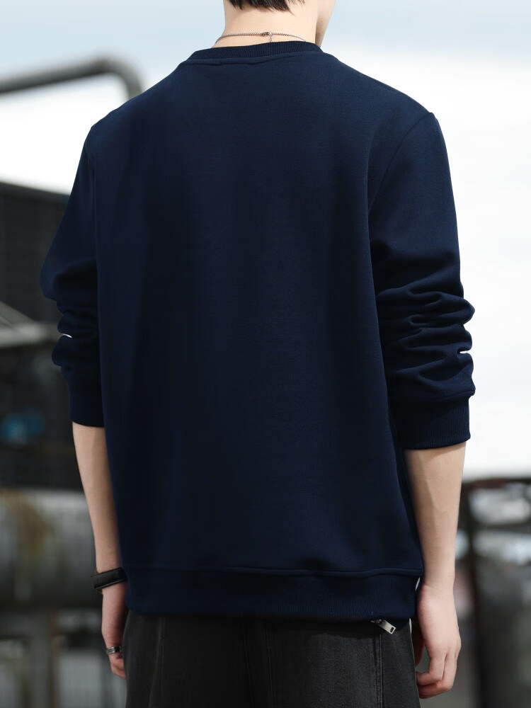 JEEP Sweatshirt for Men, Loose Embroidered Crew Neck Long-Sleeve T-Shirt, Casual Sportswear for Men's Clothing 102, Navy Blue, Size L 11