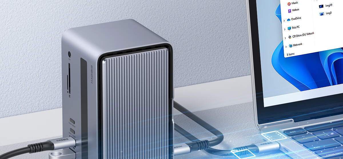 Hagibis Desktop Expansion Dock, Type-C Hub, USB Multi-Port Adapter, HDMI Multi-Screen Vertical HUB, Hard Drive Enclosure, Thunderbolt 5/4 Compatible with Apple Mac Laptops 16