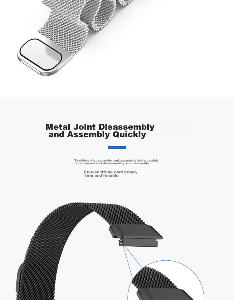 ESCASE Stainless Steel Magnetic Watch Strap Compatible with KeepB4B4Lite Watch, 16mm Universal Milanese Loop, Quick Release, Anti-Slip, Breathable, Suitable for Men And Wome 10