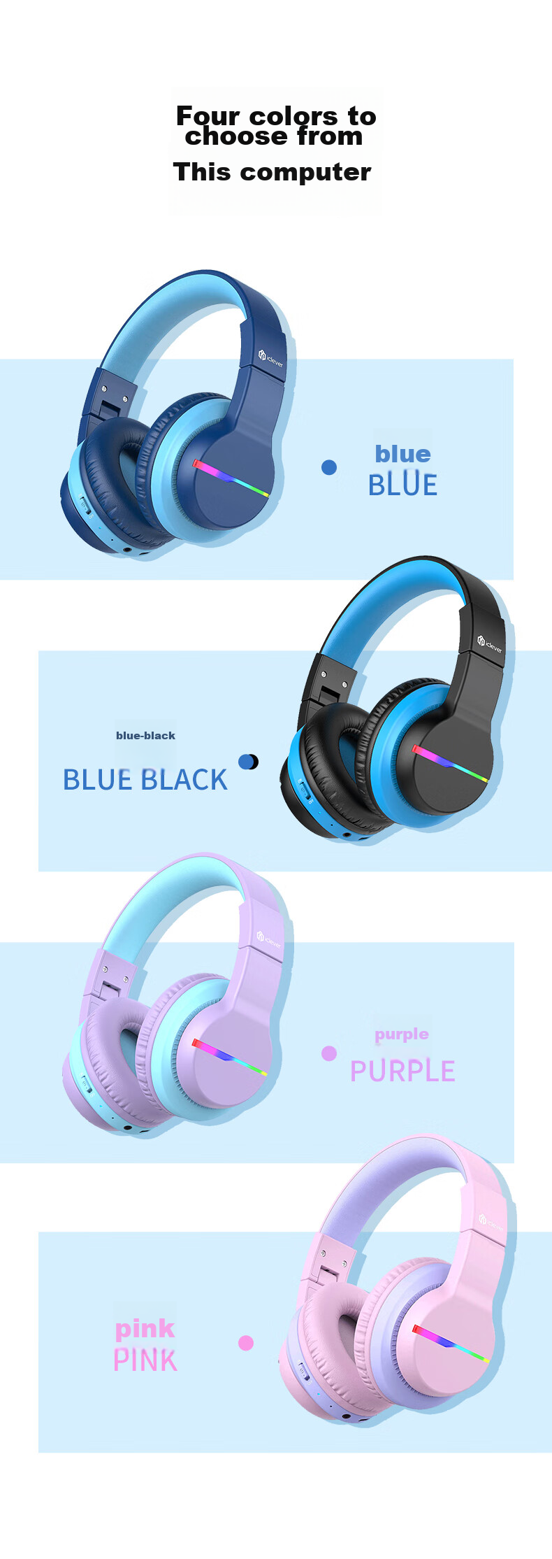 Tribit, Children's Headphones, Student Learning Online Class Headphones, Low Decibel Children's Earphones with Microphone, Birthday Gift 12