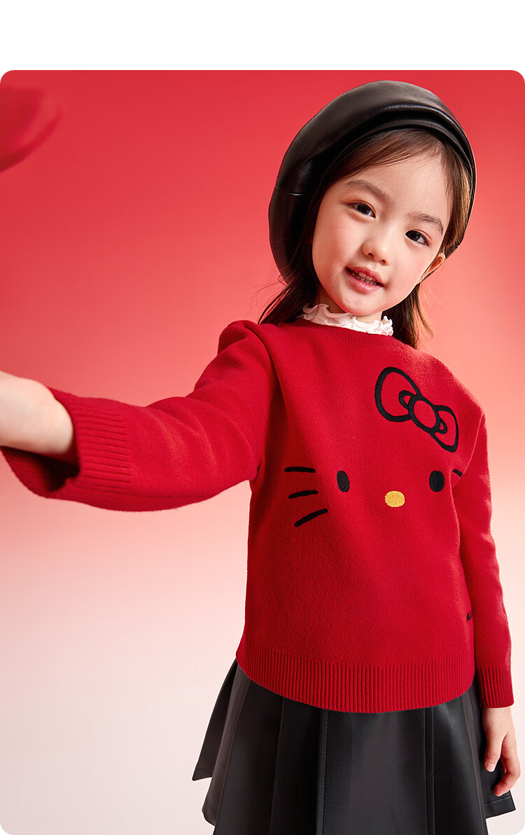 BALABALA [HelloKittyIP] Girls' Sweater, Spring And Autumn Knitted Cardigan, Cute And Sweet for Greeting Visits 11