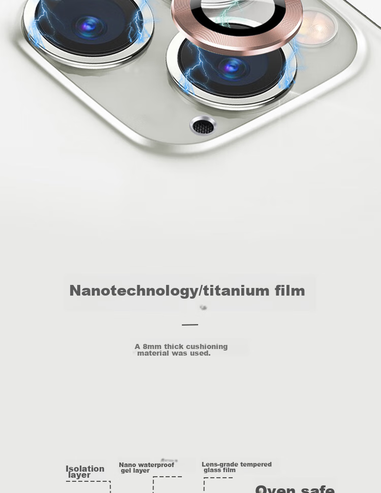 ESCASE IPhone 13 Pro Max/13 Pro Camera Lens Tempered Glass Film, Metal Rear Camera, 3 Independent Full Coverage, Sapphire Ultra-Thin High-Definition Wear-Resistant Eagle Eye Starlight Silver 6