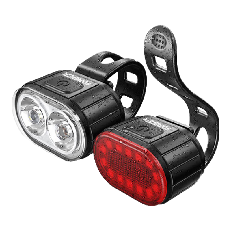 FOREVER Front And Rear Bike Light Combo Set, Night Riding Illumination, Waterproof Safety Warning Rechargeable Headlight + Taillight, Mountain Bike Children's Bike Cycling Equipment Accessories