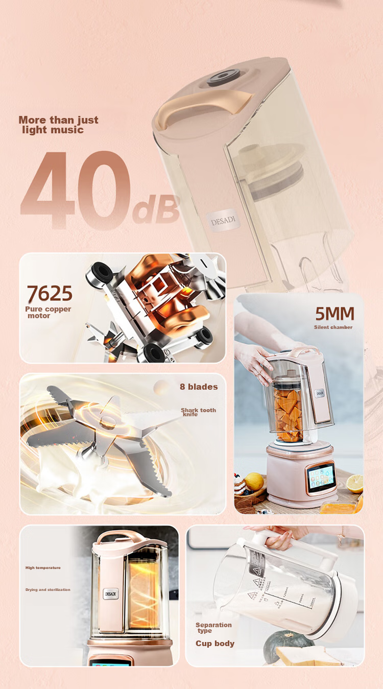 DESADI German Low-Noise Blender, Fully Automatic No-Cooking 2026 New Model, Whole Grains Filter-Free, for 3-4 People, Home Use, Self-Cleaning, Heating, Food Processor, Juicer, Soy Milk Maker 5
