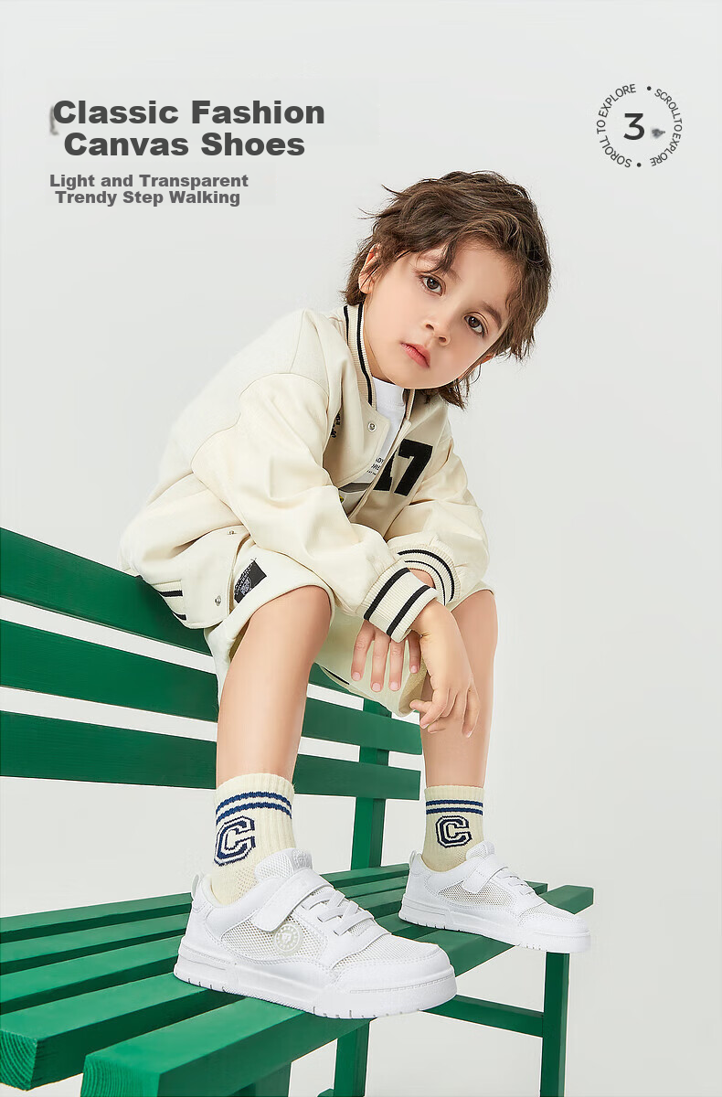 TARANIS Children's Canvas Shoes, Spring And Summer Boys' White Sneakers, Non-Slip Wear-Resistant Girls' Breathable Versatile Casual Kids' Shoes, White, Size 27 1