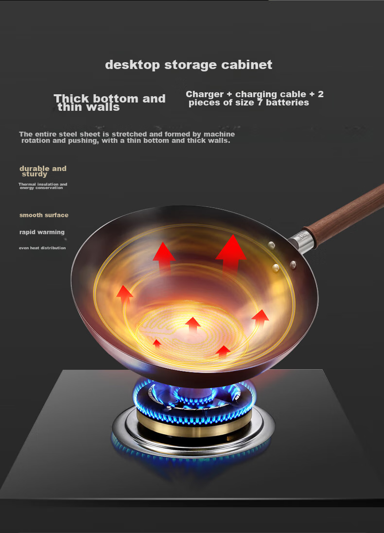 ZWILLING Iron Wok Stir-Fry Pan Flat Bottom Non-Coated Chinese-Style Compatible with Induction And Gas Stoves Dragon Iron Wok Dragon32cm 4
