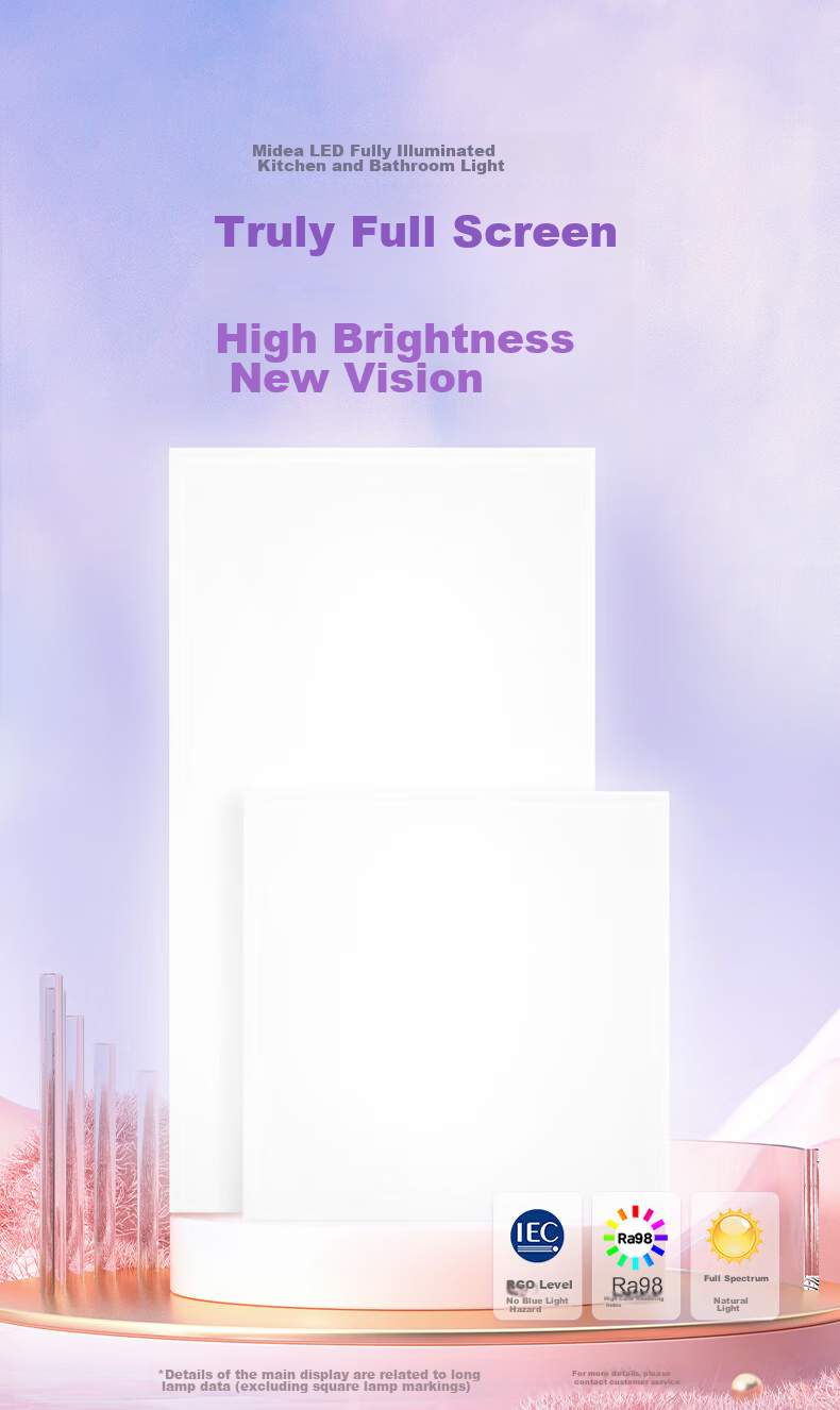 Midea Ultra-Thin Borderless Kitchen Light, Recessed Panel Light for Bathroom And Kitchen, Integrated Ceiling Light, 30x60 Full Spectrum Eye Protection, 24 Watts 1