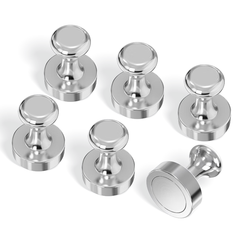 AUCS Whiteboard Strong Magnet, Magnetic Pins, Magnets, Fixing Device, Iron Attraction Stone, Round Magnetic Pins, Small Magnets, Office Stationery, Neodymium Iron Boron Stainless Steel, 16*20mm/6 Pieces