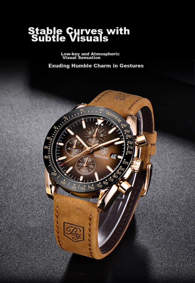 TSAR BOMBA Benyar Men's Quartz Watch Casual Business Self-Gift for Boyfriend, Student Exam Watch Father's Day Gift 15