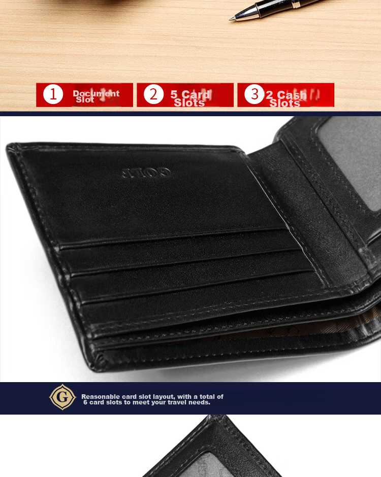 GOLF Men's Wallet, Durable Microfiber with Top-Grain Leather Card Holder And Coin Purse, Short Wallet Gift Box, Present for Boyfriend 12