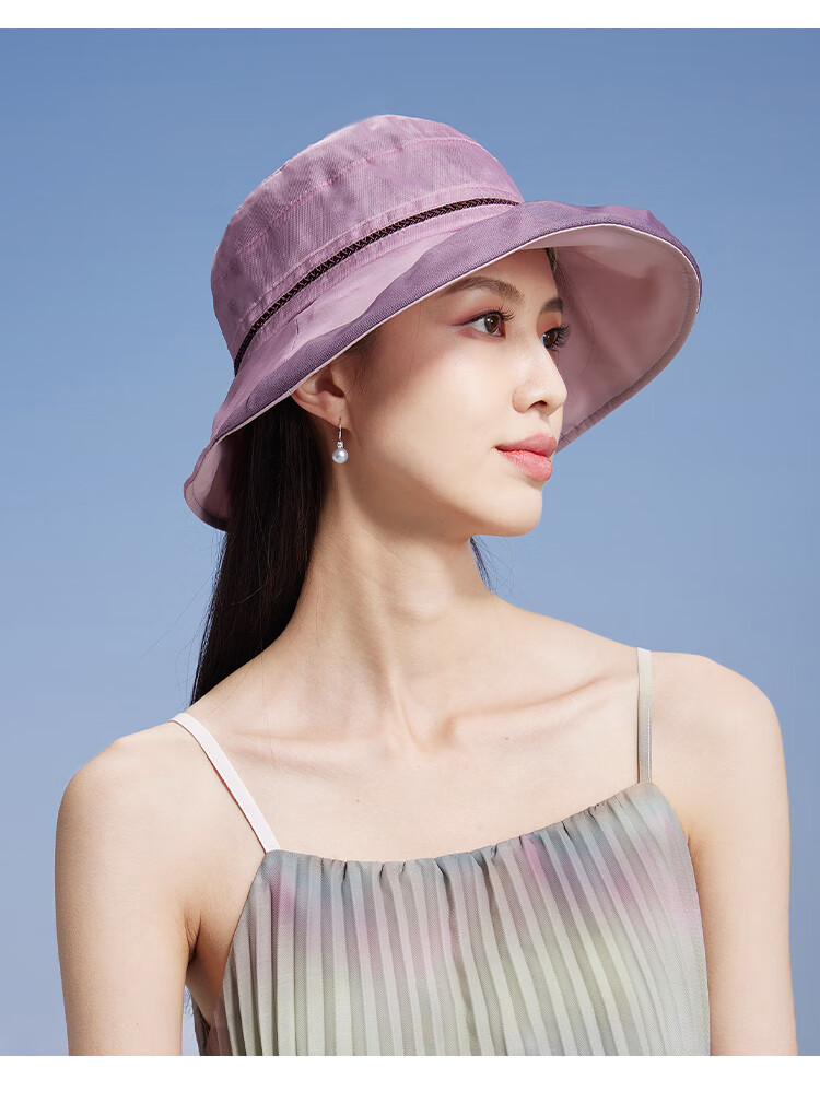 Shanghai Gushi Mulberry Silk Sun Hat for Women, French-Style Wide Brim Sunhat, Breathable Simple UV Protection Pure Silk Fisherman Hat, Mother's Day Gift 9