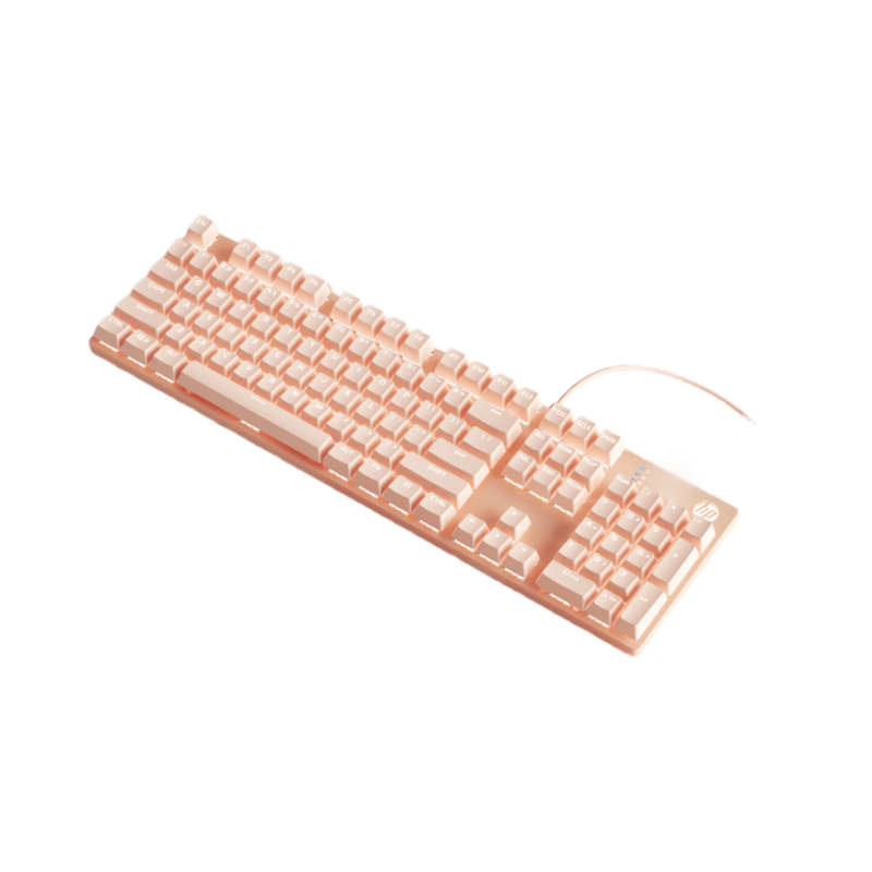 HP GK400F Mechanical Keyboard Gaming High-Quality Office And Gaming Wired Keyboard for Desktop And Laptop Computers, Milk Tea Color Brown Switches, 104 Keys