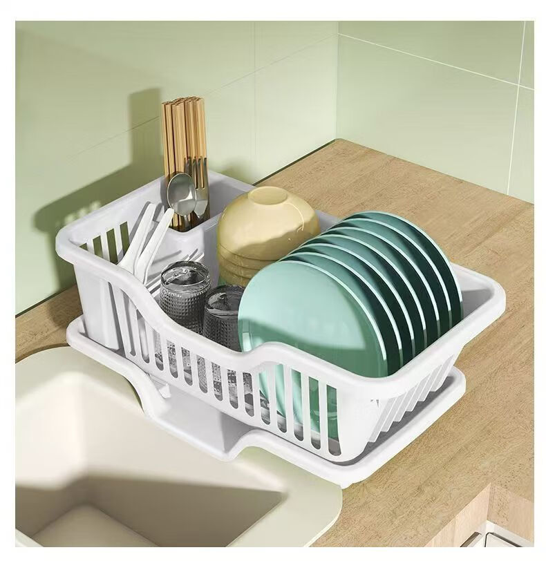 Jingyan Bowl And Plate Storage Rack, Kitchen Fruit And Vegetable Draining Basket, Chopstick Organizer Box, Chopstick Holder, Large Capacity White Plastic 5