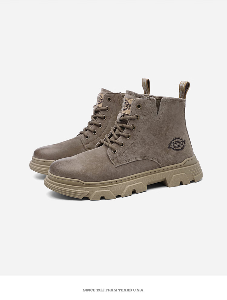 Dickies Men's High-Top Martin Boots, Thick-Soled Boots, Trendy Boots for Men And Women, Work Boots, Camel Color, Size 40 13