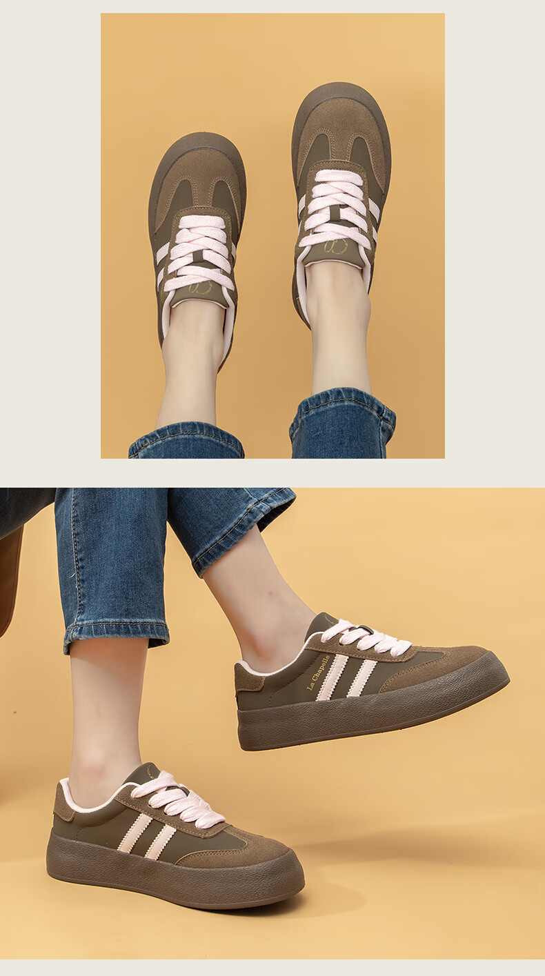 La Chapelle Women's Shoes, 2026 New Dexun Style Thick-Soled Versatile Casual Shoes, Low-Top Lightweight Sneakers for Women, White And Black, Size 37 1