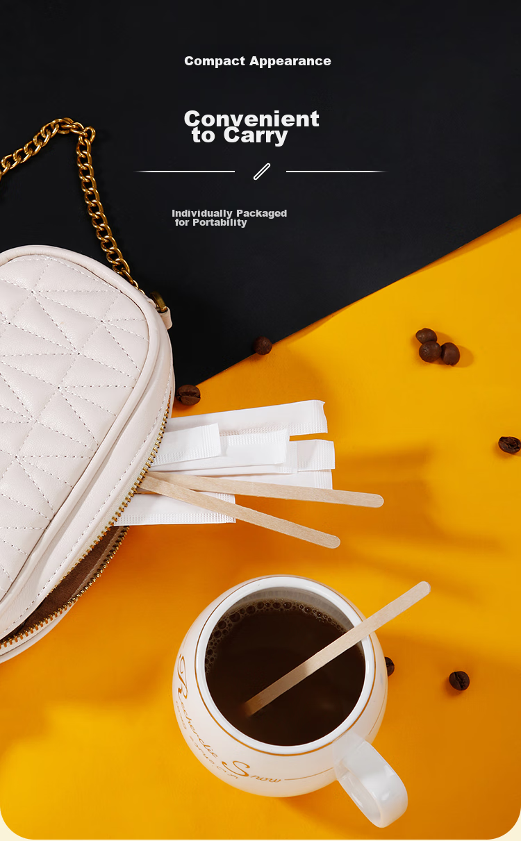 SHUANG YU Disposable Coffee Stirrers [500 Pieces, 14cm], Wooden Biodegradable Individually Wrapped 6