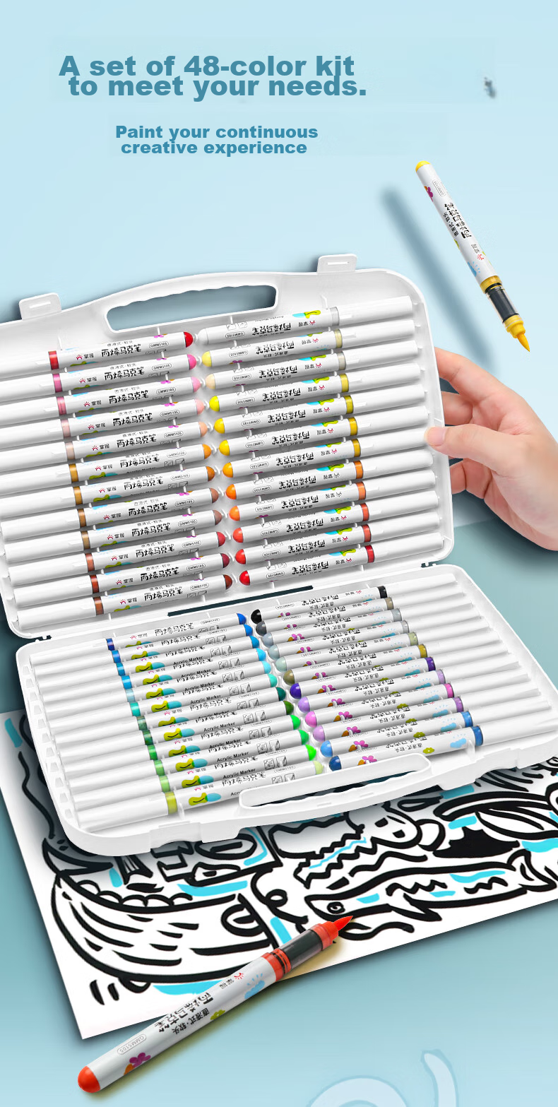 GRASP Direct Liquid Acrylic Markers, Soft Tip, 36 Colors, Skin-Friendly, Washable, Drawing Pens, Ink Control, Layering Capable, Children's Watercolor Pens, Instant Camera Paper, Doodle, Birthday Gift 12