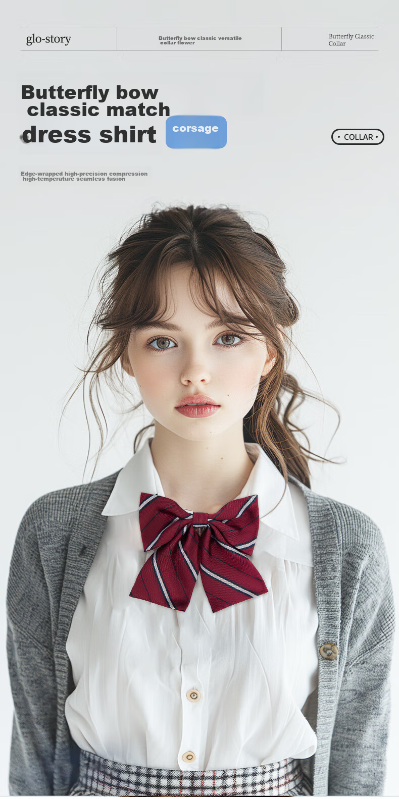 GLO-STORY Women's Collarless Blouse, Academic Style Bank Professional Flight Attendant Hotel Work Uniform, No Bow Tie Required, JK Sailor Suit Collar 1