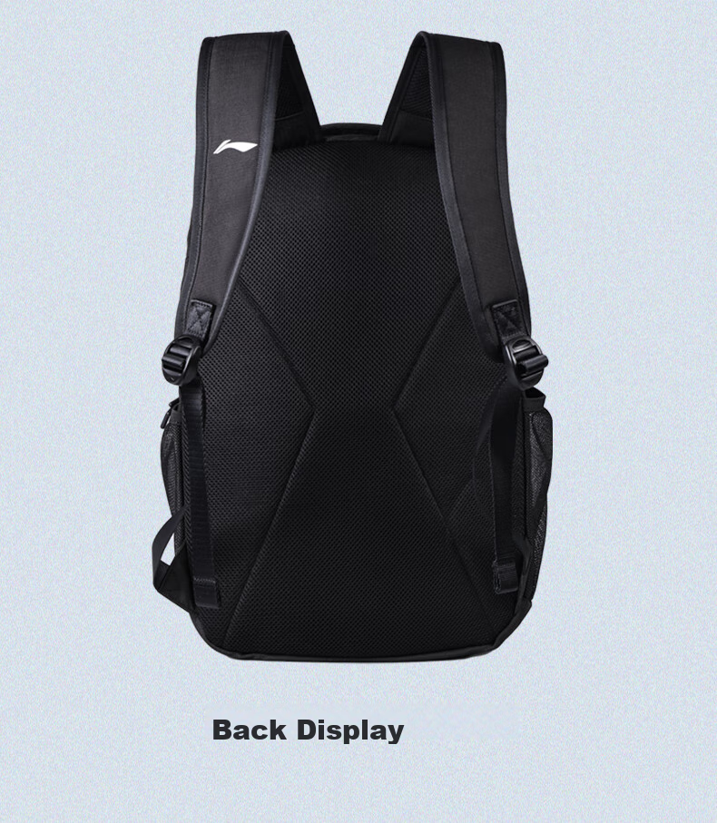 Li-Ning Backpack, High School Student Backpack, Unisex Shoulder Bag, Middle School Laptop Bag, Outdoor Travel Bag, Large Capacity Hiking Backpack, Black 28
