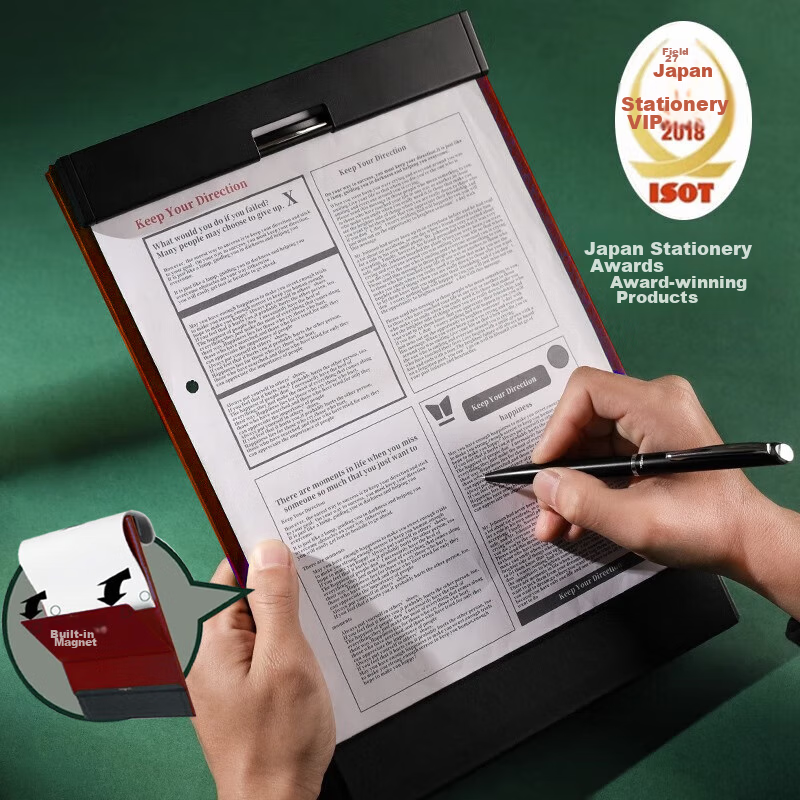 KINGJIM MAGFLAP Magnetic Clipboard, Metal Strong Writing Pad, Office Supplies, Portable A4 Vertical Version, Red, 5085GS