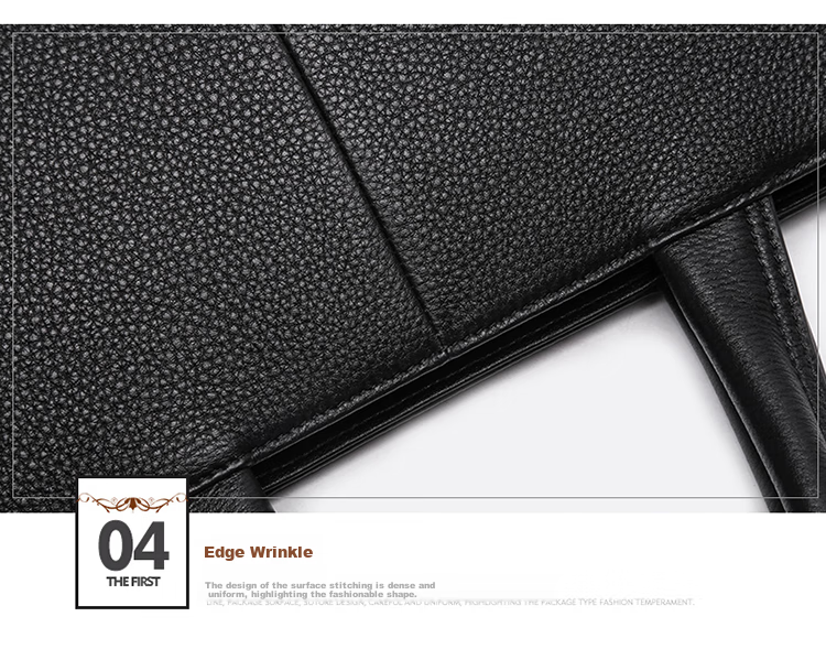 ELLE HOMME Men's Business Briefcase, Fashionable Genuine Leather Handbag, Lightweight Cowhide Men's Bag, 03310 Black, Birthday Gift 14