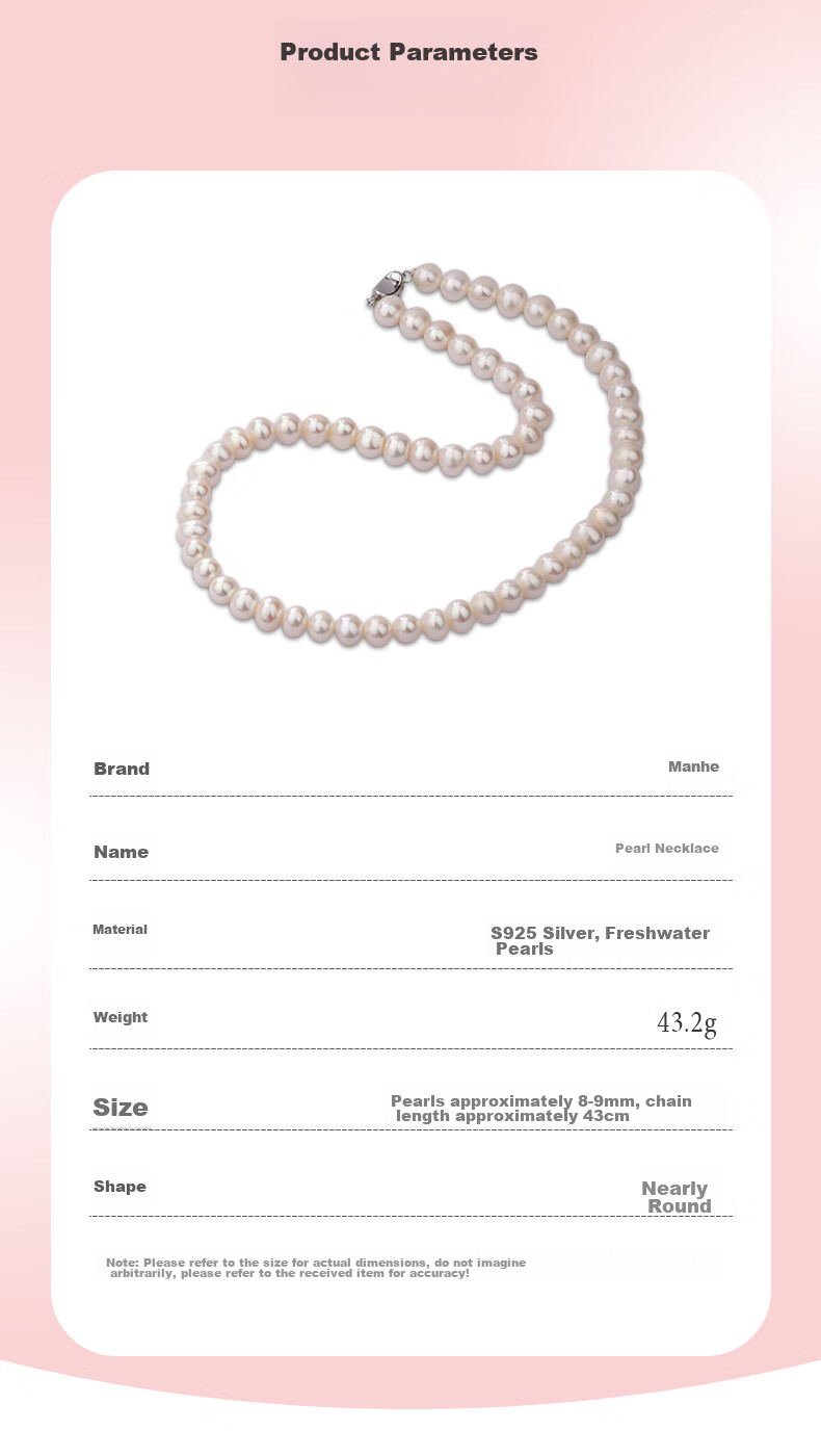 MANHE S925 Silver Freshwater Pearl Necklace for Women, 2026 New Light Luxury High-End Birthday Gift for Mom Or Girlfriend 8