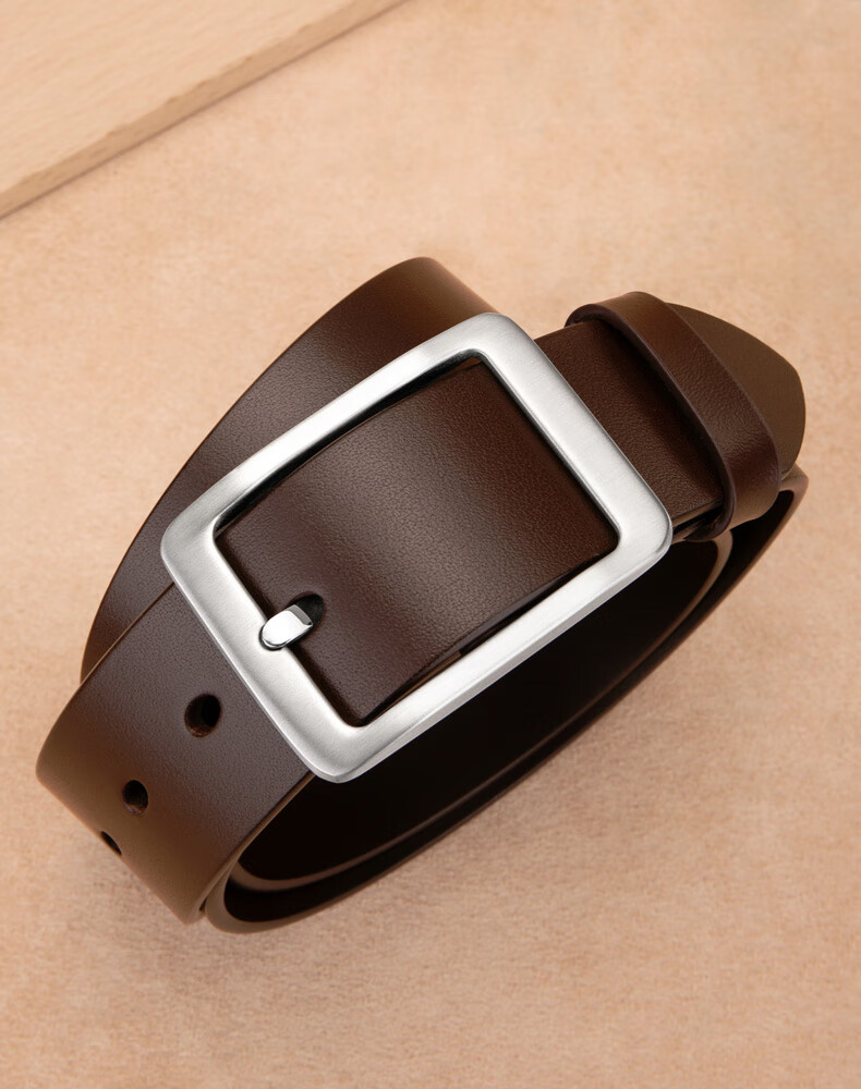 CattleOWN Men's Leather Belt with Stainless Steel Buckle, Top-Grain Cowhide, Trouser Belt 3262, Dark Brown, 130cm Extended 15