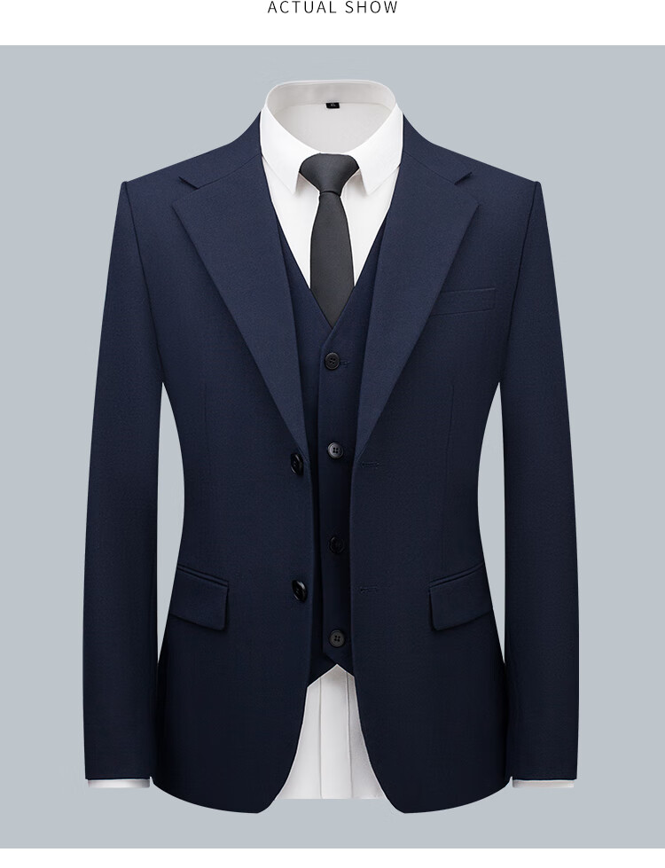 Patuowa Men's Suit, Business Professional Formal Wear, Single Suit for Weddings And Banquets, Slim Fit Dress Suit Jacket, Black, Size L 7