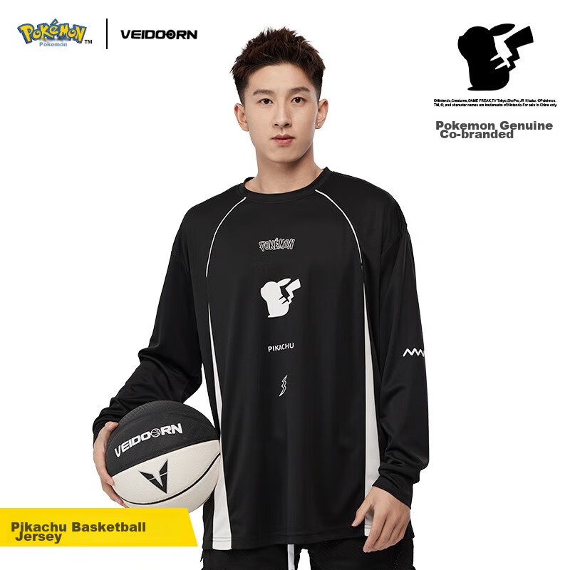 Футболка с длинным рукавом VEIDOORN Pokemon Collaboration, мужская, черная, размер L
