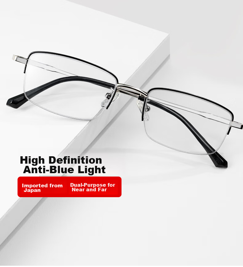 VGO Reading Glasses for Men And Women, Fashionable Ultra-Light High-Definition Anti-Blue Light Bifocal Glasses for Elderly, Model 9602 Black Silver 300 Degrees 5