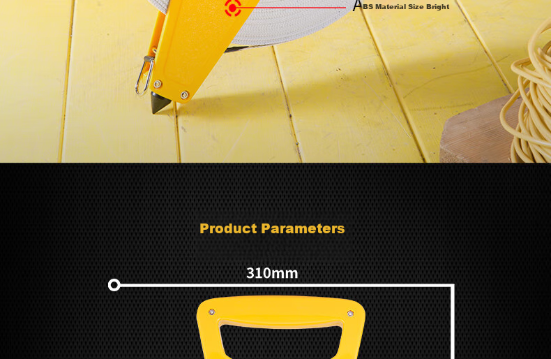 Deli Frame Fiber Ruler, Handheld Measuring Tape, Engineering Measuring Ruler, Leather Tape Measure, 100m X 12.5mm 10