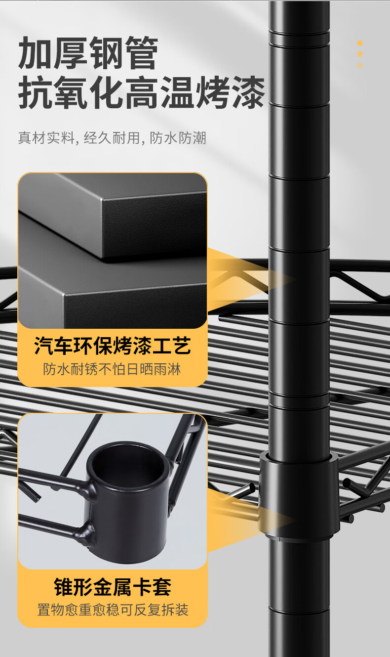 Chuanjing Kitchen Storage Rack, Floor-Standing Corner Shelf, Multi-Layer Triangular Pot Rack, Fan-Shaped Storage Shelf, 1486 2