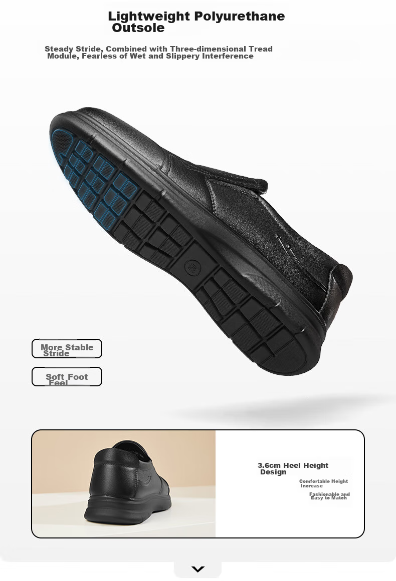 Kangnai Slip-On Business Casual Shoes, Simple And Comfortable Loafers, Everyday Men's Youth Round Toe Leather Shoes, Black, Size 40 6