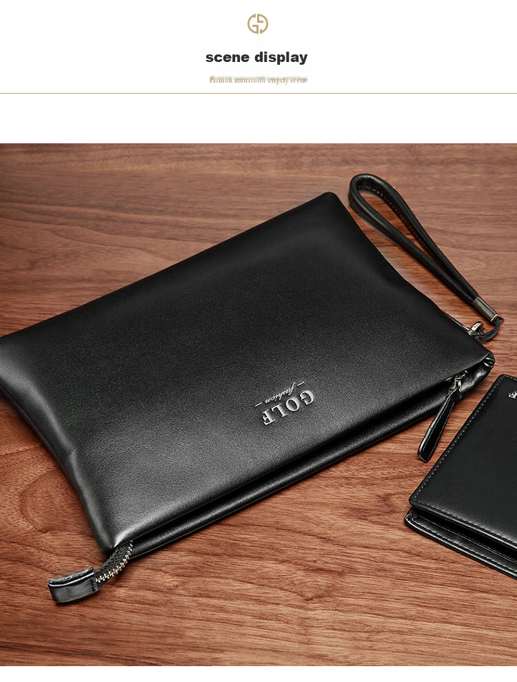 GOLF Men's Clutch, Top-Grain Leather Handbag, Large Capacity with Multiple Card Slots, Envelope-Style Clutch, Valentine's Day Gift for Boyfriend 21