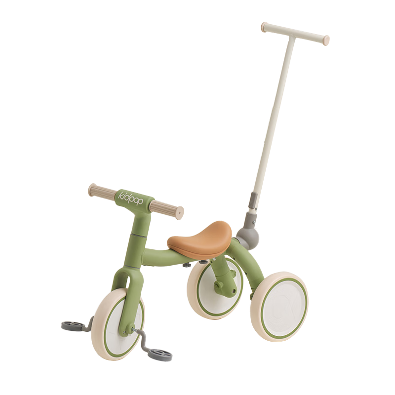 Kidpop Children's Tricycle Pedal Bike for Ages 1-4, Baby Stroller Glider, First Birthday Gift, Spring Gree