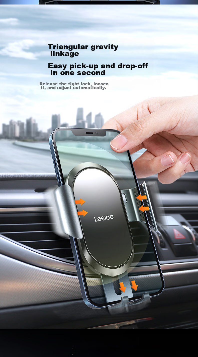 Leeioo Car Phone Holder, Universal Air Vent Mount for Navigation, Alloy Interior Accessory, Essential for Vehicles 4