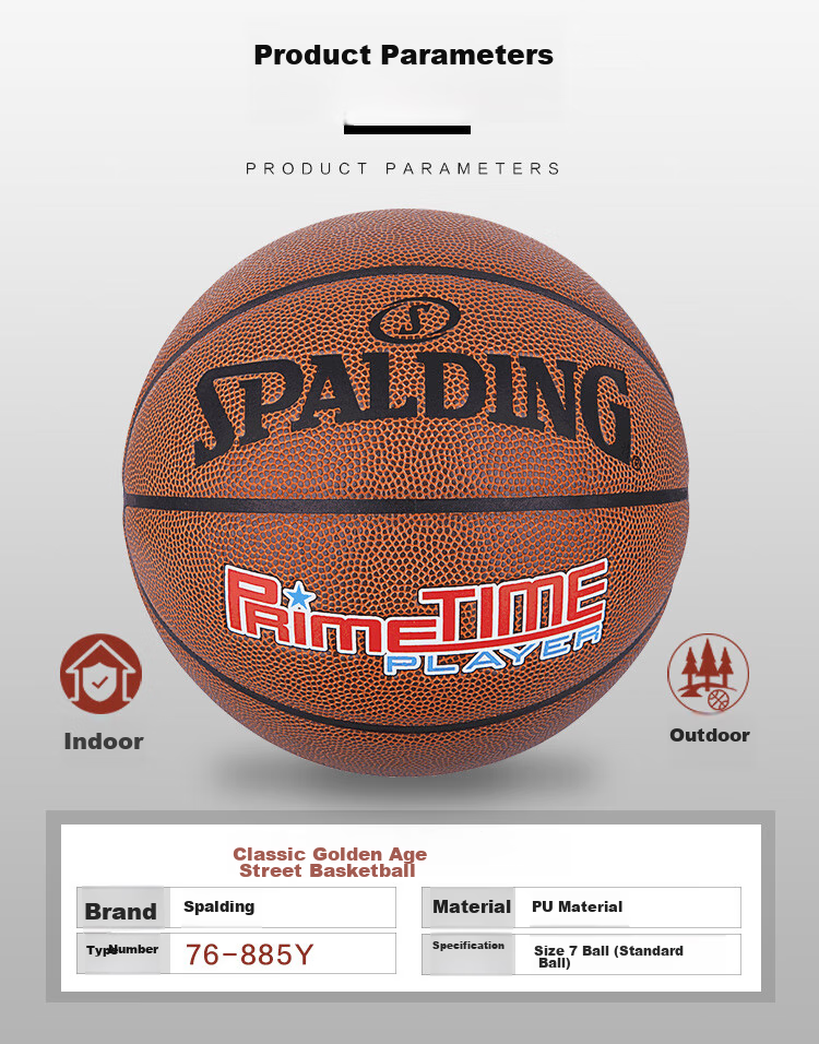 SPALDING Basketball, Indoor And Outdoor Use, Dust-Resistant PU Material, Moisture-Absorbing, Wear-Resistant, Non-Slip Surface, Size 7 Standard Basketball, 77-995Y 2