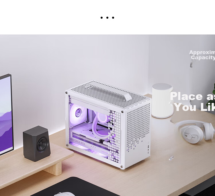 JONSBO Z20 White MATX Case (Approximately 20L, Detachable Handle, 240mm Radiator Support, 163mm Air Cooling, ATX Power Supply, Long Graphics Card, Type-C) 6