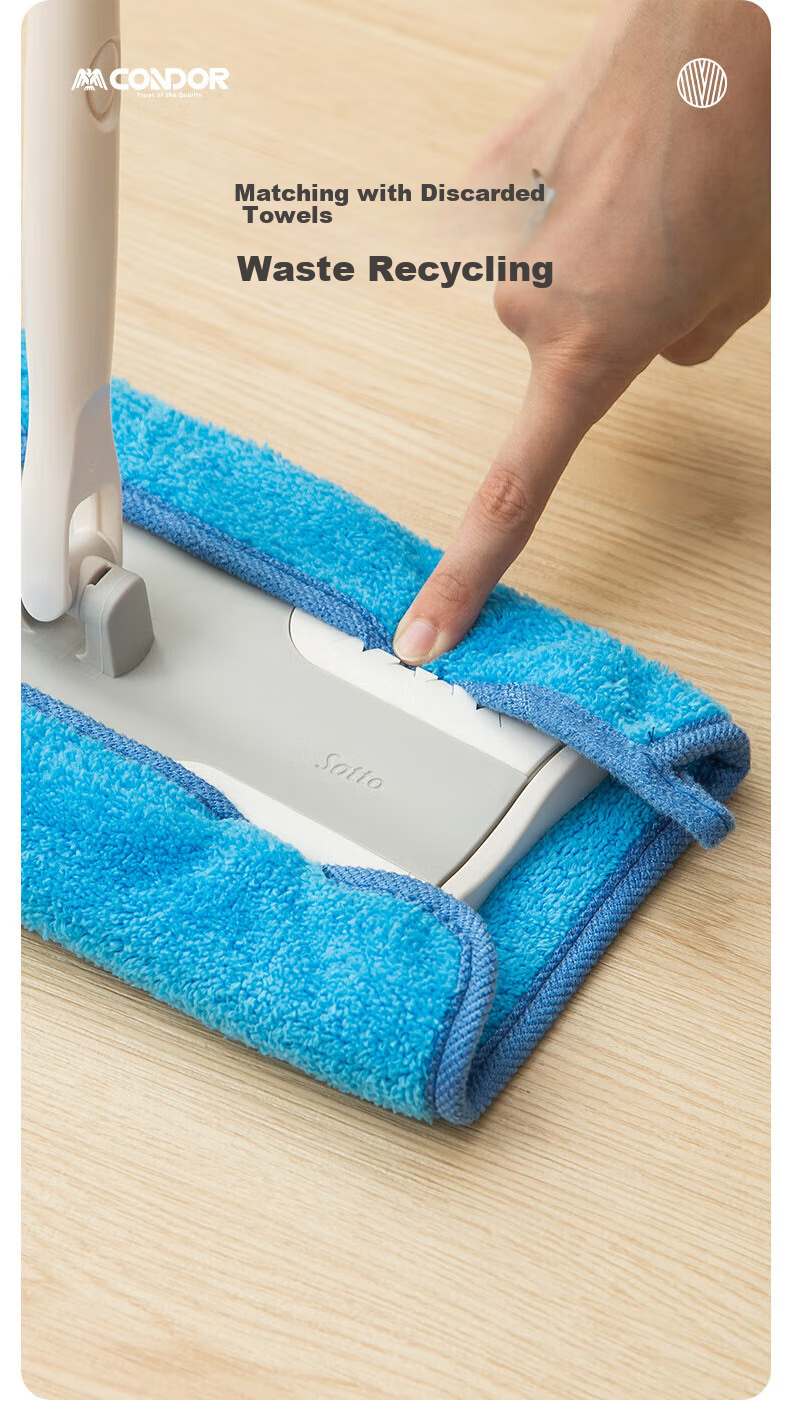 CONDOR Japanese Electrostatic Dust Mop with Handle Length 127cm, 20 Dust Sheets Included, No Hand Washing Required, Household Lazy Person's All-In Mop 16