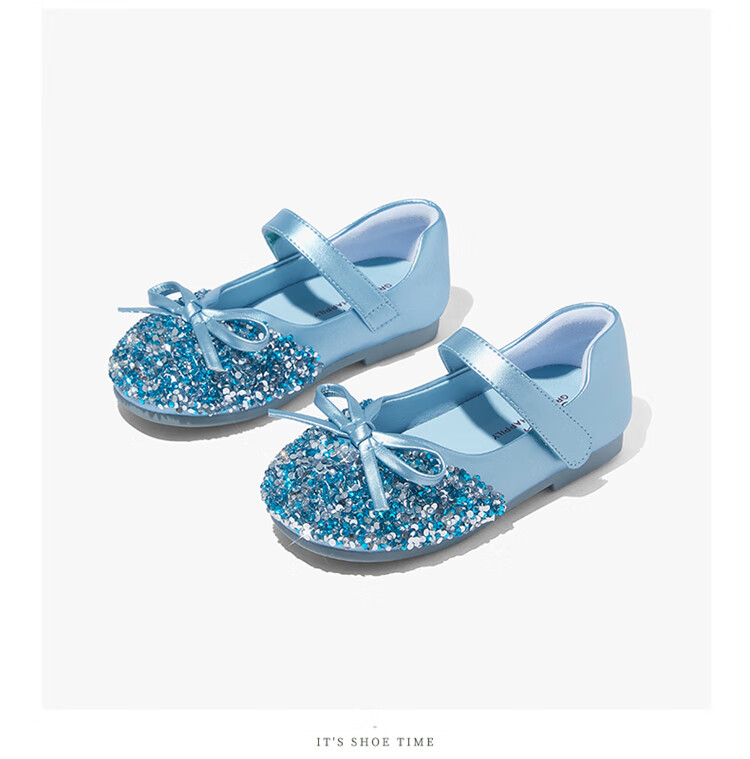 Snoffy Girls' Leather Shoes, Spring Children's Crystal Shoes, Shiny Diamond Princess Shoes, Comfortable Soft-Soled Flats for Little Girls, Moonlight Silver, Size 28 36