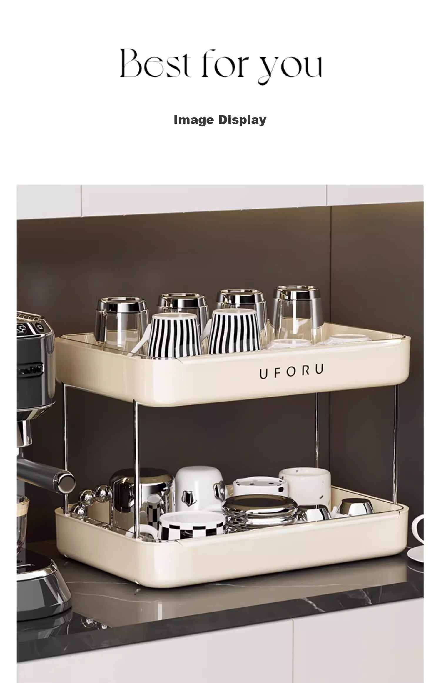 Jiadu Cup Storage Rack, Desktop Holder for Water Cups And Teacups, Dining Table Tray, Light Luxury Home Use, Double-Layer Draining Cup Rack 15