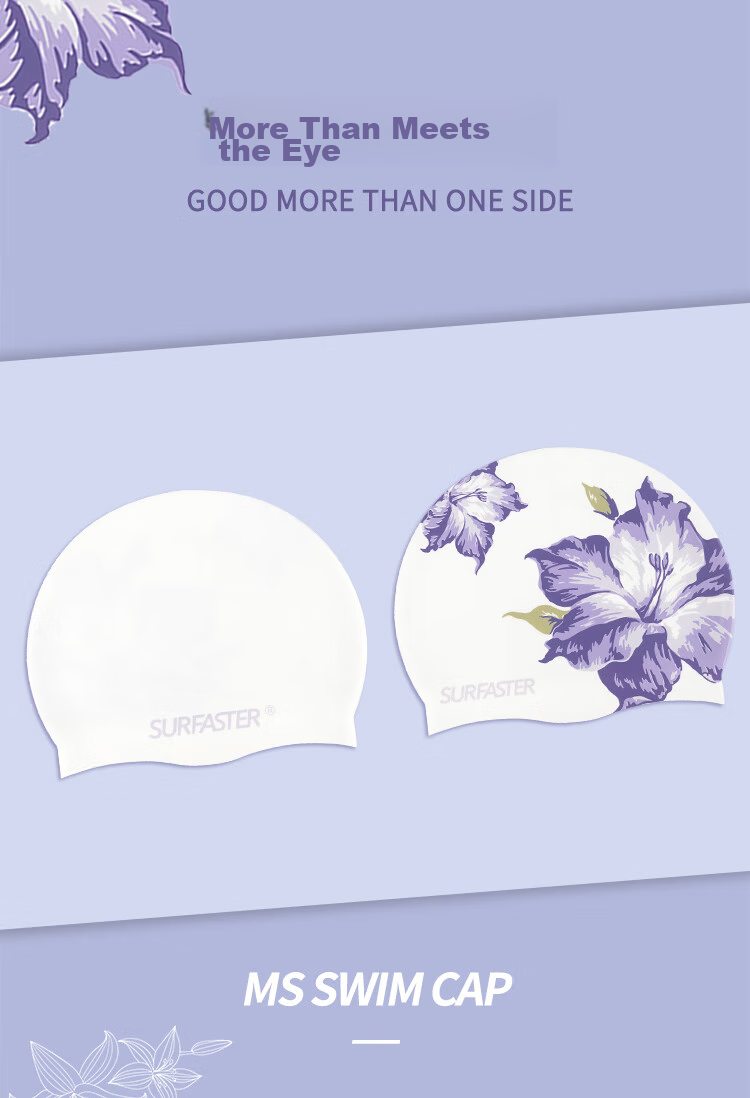 Sulang Large Size Swim Cap for Women with Long Hair, Ear Protection, Adult Silicone Waterproof Non-Binding Fashionable Swimming Cap, Summer Rose 5
