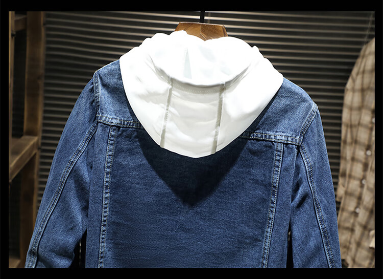 Pierre Cardin Jacket for Men, Autumn Loose-Fitting Fashionable Casual Trendy Denim Coat, Men's Blue Outerwear, Size 2XL 11