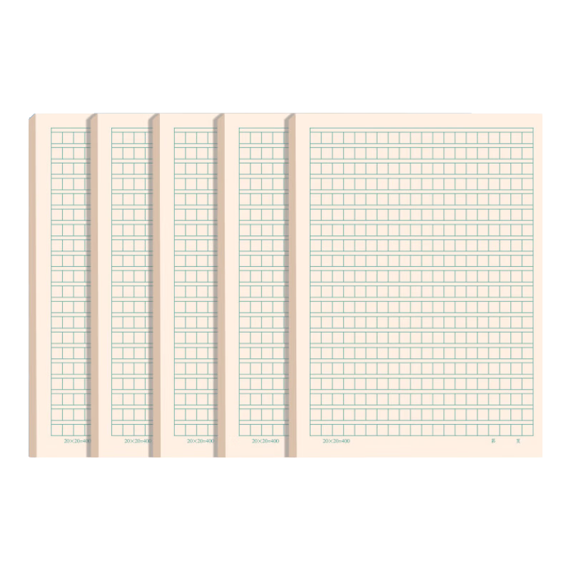SIMAA 400-Sheet Composition Paper, Thickened Green Grid Writing Paper, Homework Paper, Draft Paper, 16K/20 Sheets, High School Student Learning Tool, Pack of 5