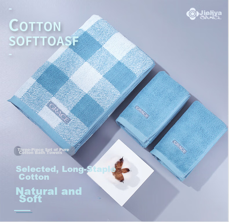 Grace Pure Cotton Towel And Bath Towel Set of Three, Absorbent, Unisex Gift Box Set for Men And Women, Sports (With Carrying Bag Included) 1