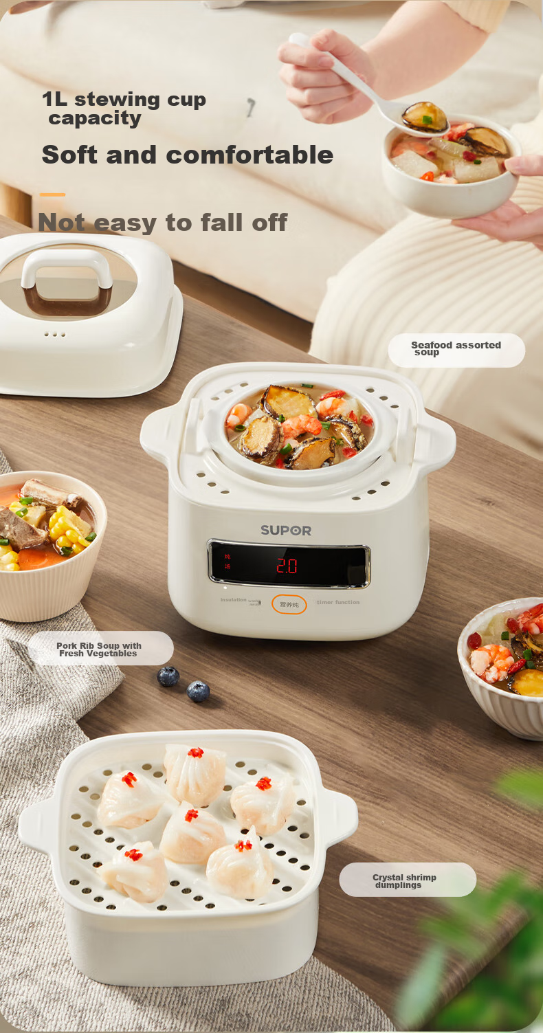 SUPOR Electric Stew Pot, Electric Stew Cup, Double Boiler, Soup Pot, Bird's Nest Stew Cup, Soup Stew Pot, Soup Stew Cup Steamer, Baby Food Cooker DZ10YC866 6