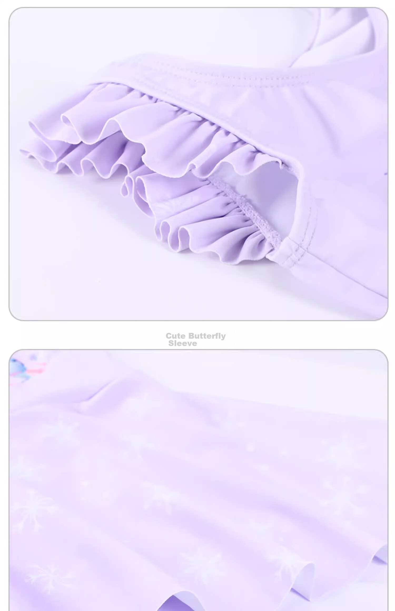 Dishini Elsa Baby Swimsuit, Cute Princess Children's Swimwear, Girls' Swimsuit, SF240142 Purple, Size 110 12