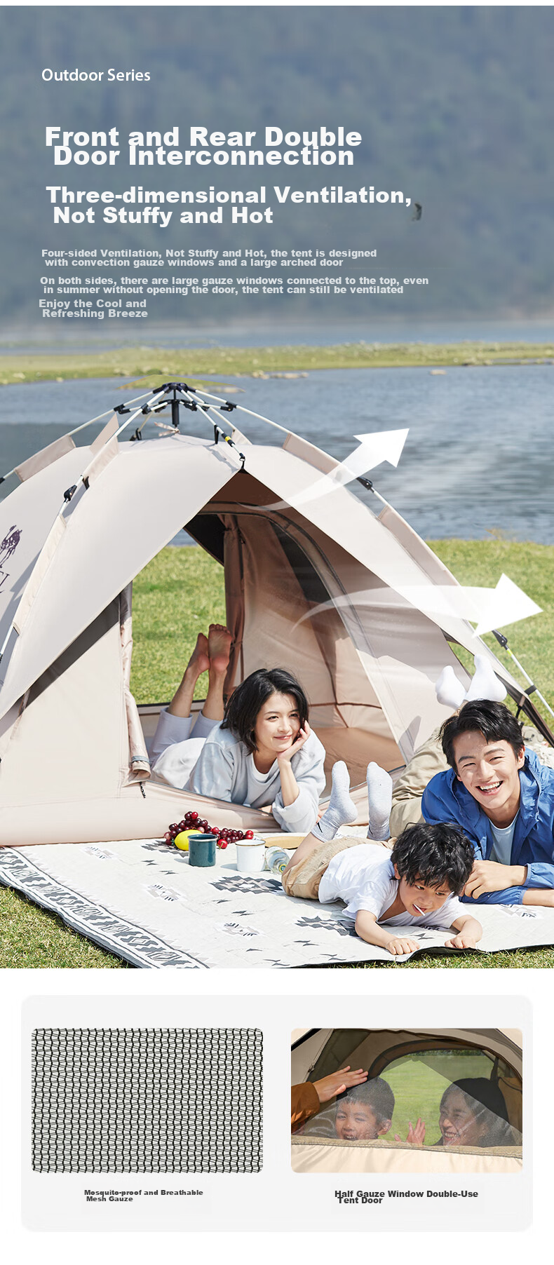 CAMEL Outdoor Black Gel Sun Protection Tent, Fully Automatic Portable Folding Thickened Rainproof Camping Equipment, A1S3NA111-3 7