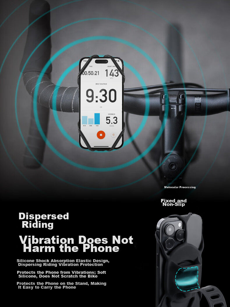 Bone Magnetic Road Bike Phone Mount, Mountain Bike Cycling Navigation Phone Holder, Indoor Cycling Stand Phone Mount 3